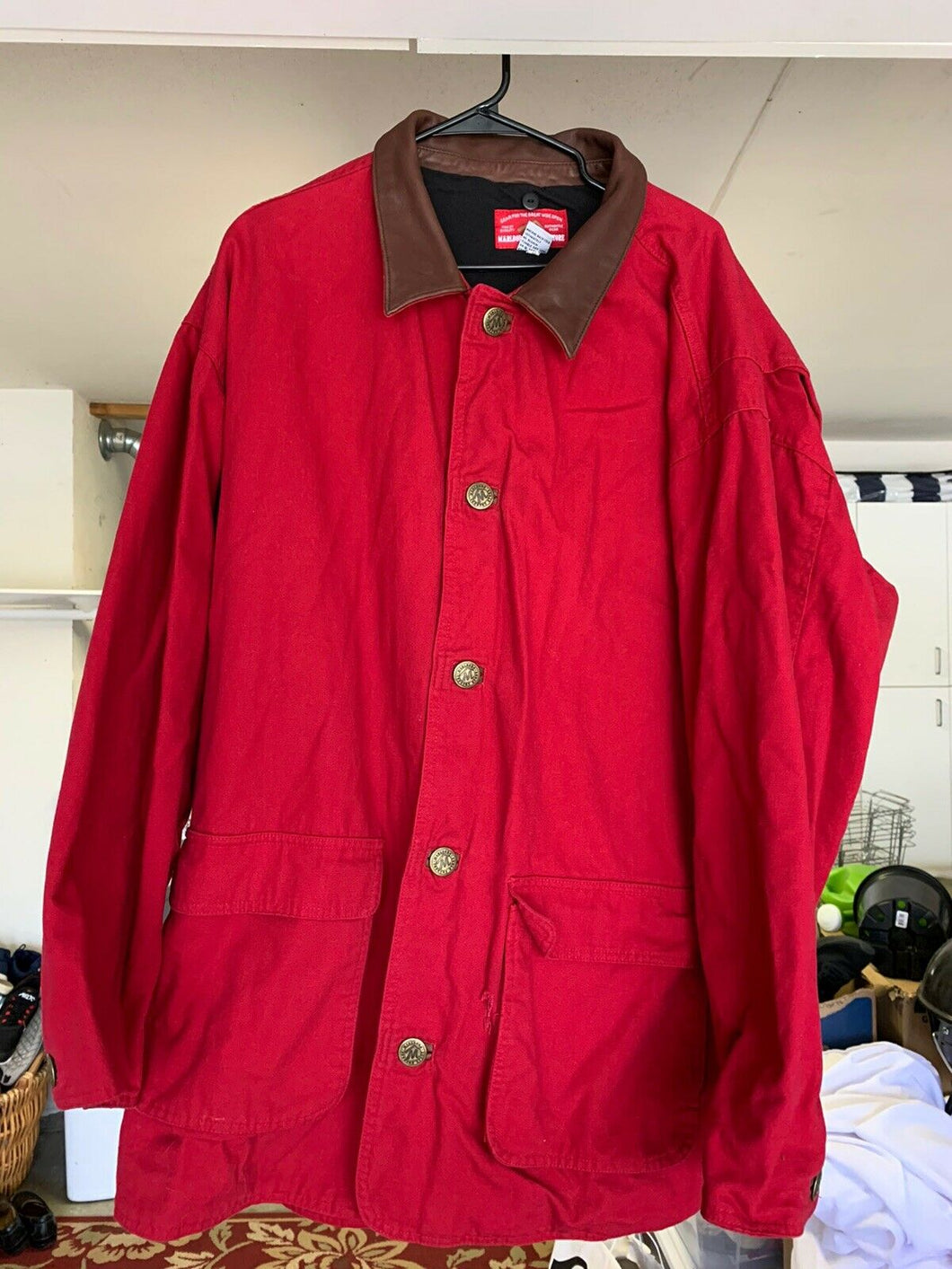 Red Marlboro Jacket With Leather Collar size XL!
